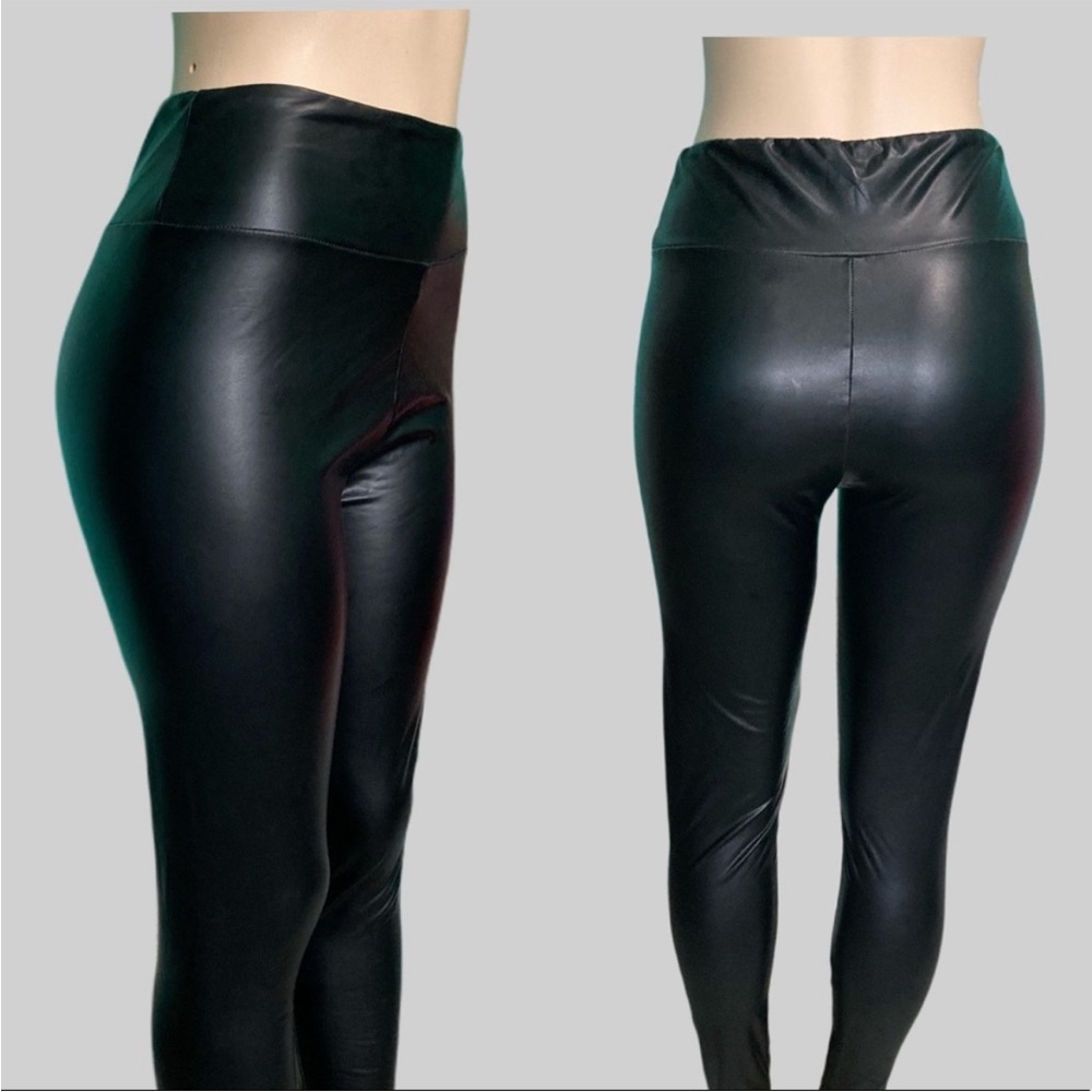 Streetwear Society Women’s Black Faux Leather Pants Leggings